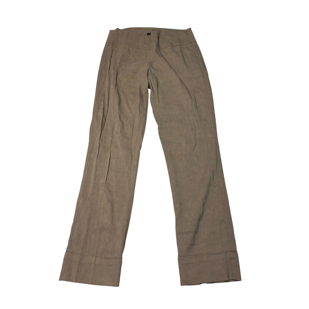 Eileen Fisher XS W29 L28 Taupe Linen Blend Straight Leg Side Zip Italian Fabric